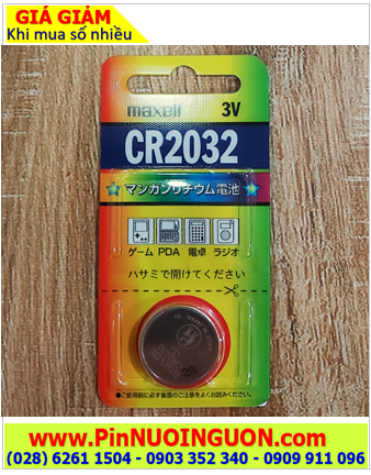 Maxell CR2032; Pin 3v lithium Maxell CR2032(1B) thị trường Nội địa Nhật _Vỉ pin chữ nhật |HẾT HÀNG